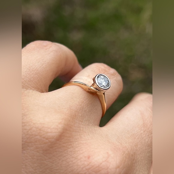 14k & Diamond Solitaire Engagement Ring - Picture 7 of 9